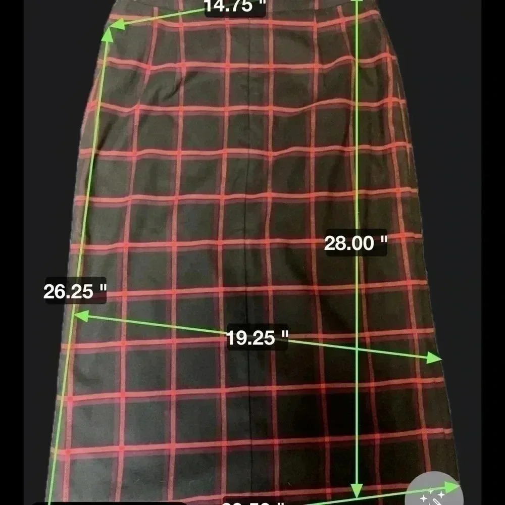 Banana Republic Women's Panel Long Red Black Plaid Skirt Lined Size 4 - Picture 4 of 7